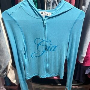 I.AM.GIA Sky Blue Zip Blare Hoodie